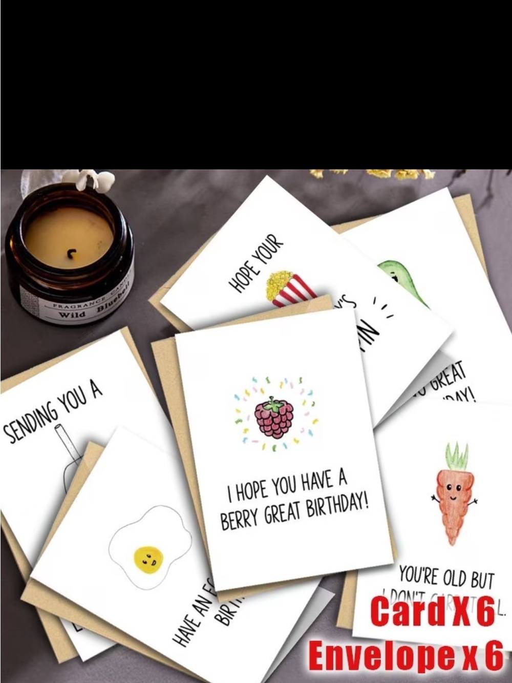 6 Pack Funny Food Pun Birthday Cards with Envelopes NEW - Picture 4 of 7